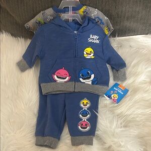 Baby Shark Blue Hoodie and Pants Set